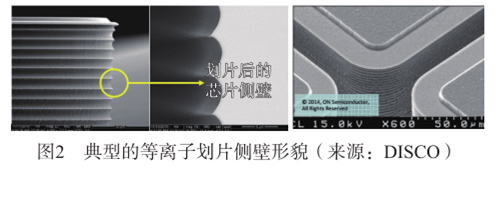 圖2  典型的等離子劃片側(cè)壁形貌（來(lái)源:DISCo)