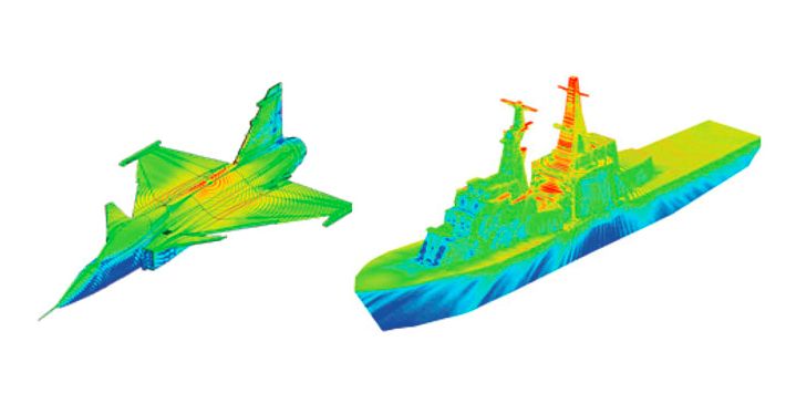 戰(zhàn)斗機(jī)和輪船上的天線布局（表面電流如圖顯示）