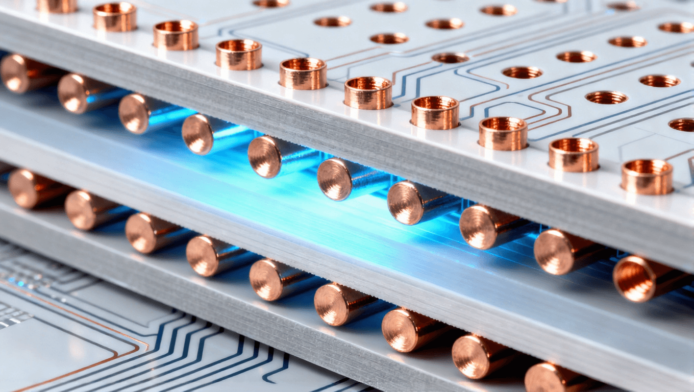 多層封裝基板的剖面視角清晰呈現(xiàn)微過孔與盲埋孔的層間互聯(lián)結(jié)構(gòu)