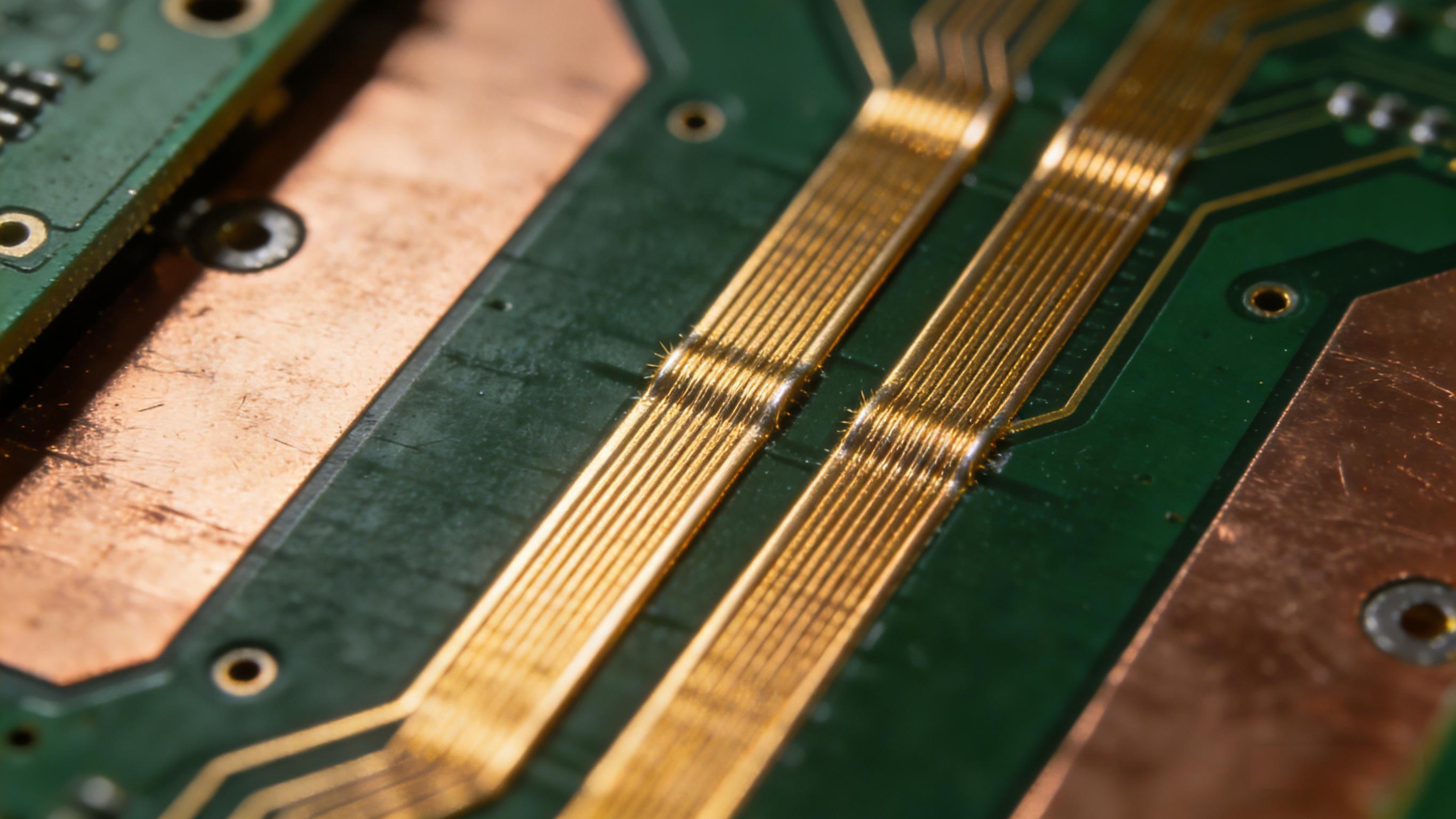 高速差分對布線細節(jié)視圖，平行等距走線設計，展現(xiàn)精準布線工藝與信號完整性